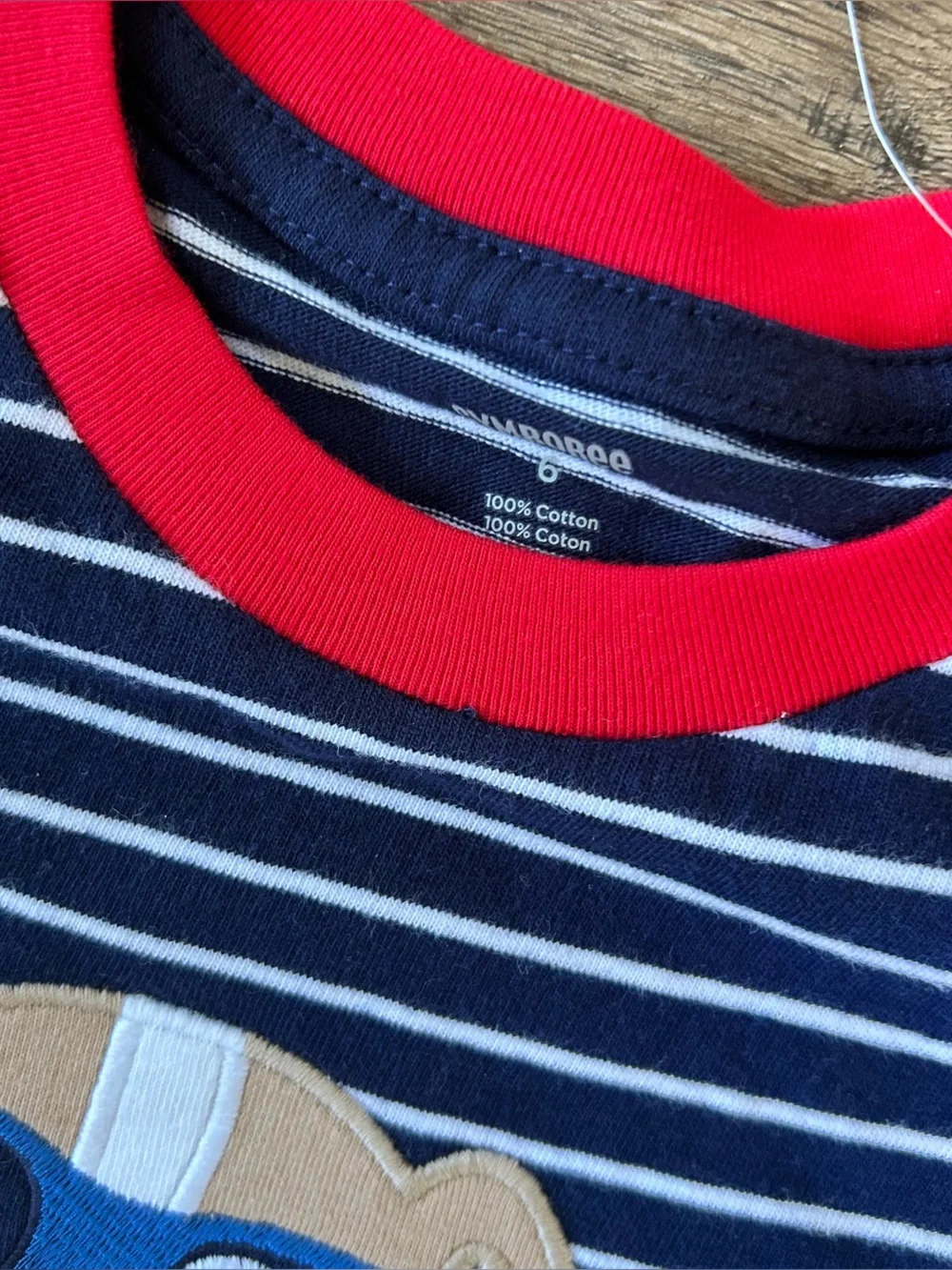 Gymboree|Navy Blue & White Striped Tee with Patriotic Bulldog sz 6